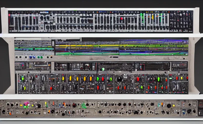 Prompt: the most epic eurorack modular synthesizer of all time