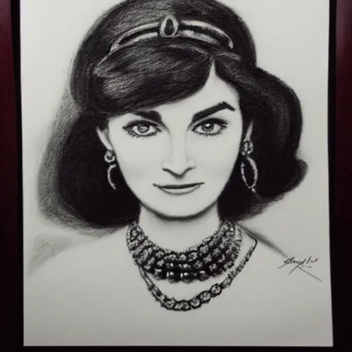 Image similar to pencil illustration of coco Chanel highly detailed, cinematic,