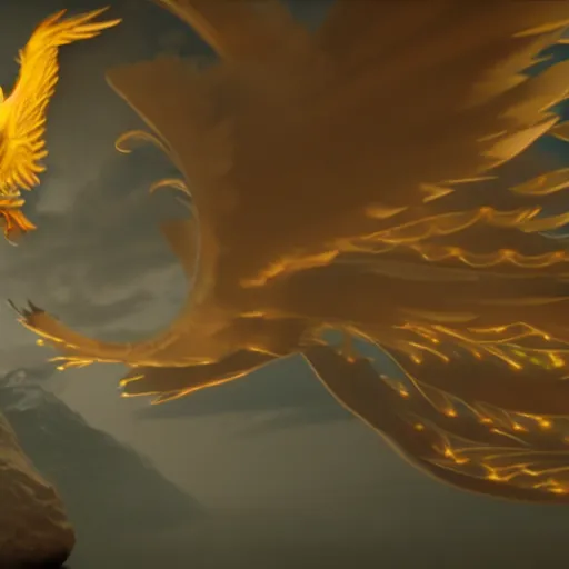 Image similar to picture joaquin phoenix as a mythical phoenix, photorealism, octane render, unreal engine 5, light transport simulation