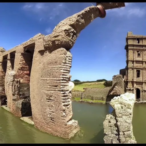 Prompt: gopro footage of the roman invasion of britain. 4 k, high quality, highly detailed