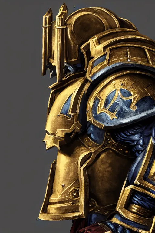 Image similar to armor portrait heros warhammer 4 0 k horus heresy fanart - the primarchs emperor by johannes helgeson animated with vfx concept artist & illustrator global illumination ray tracing hdr fanart arstation zbrush central hardmesh 8 k octane renderer comics stylized