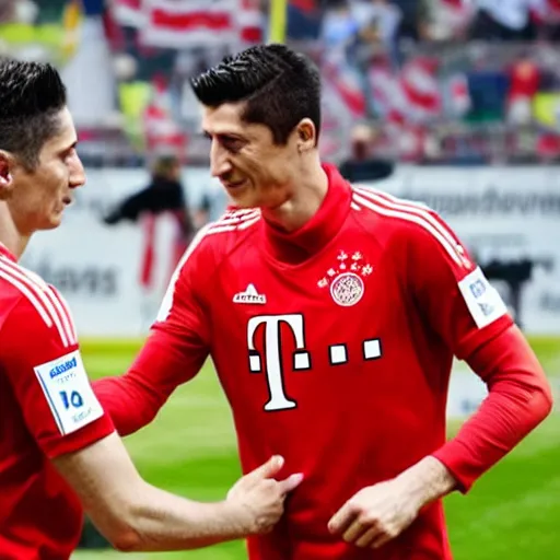 Image similar to robert lewandowski shaking hands with german dictator