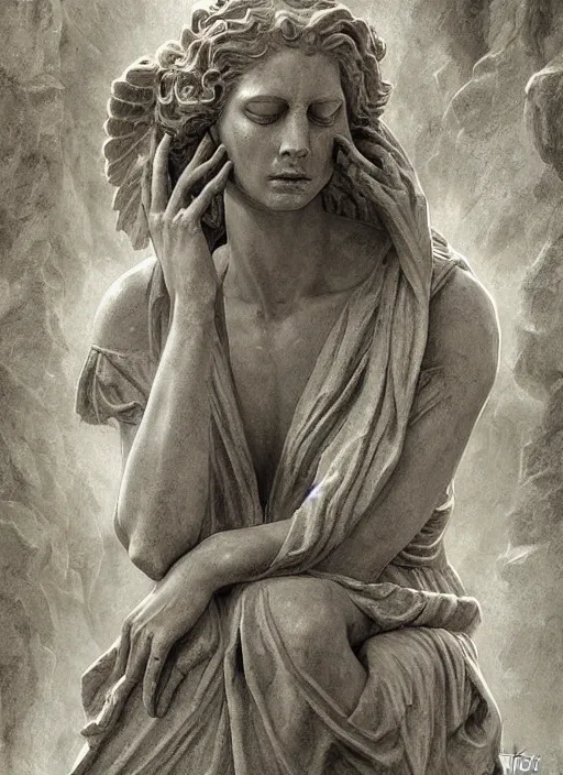 Image similar to digital _ painting _ of _ weeping angel _ by _ filipe _ pagliuso _ and _ justin _ gerard _ symmetric _ fantasy _ highly _ detailed _ realistic _ intricate _ port