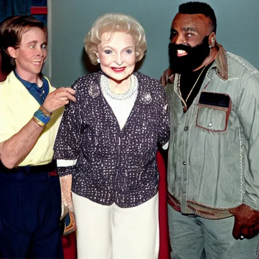 Image similar to betty white hanging out with mr. t