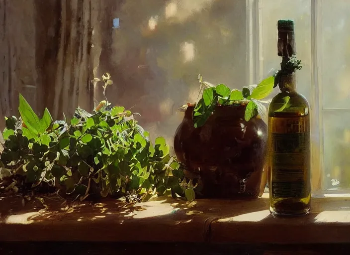 Image similar to oil painting of barley grains, plants and whiskey bottle, art by anders zorn, wonderful masterpiece by greg rutkowski, beautiful cinematic light, american romanticism by greg manchess, creation by tyler edlin