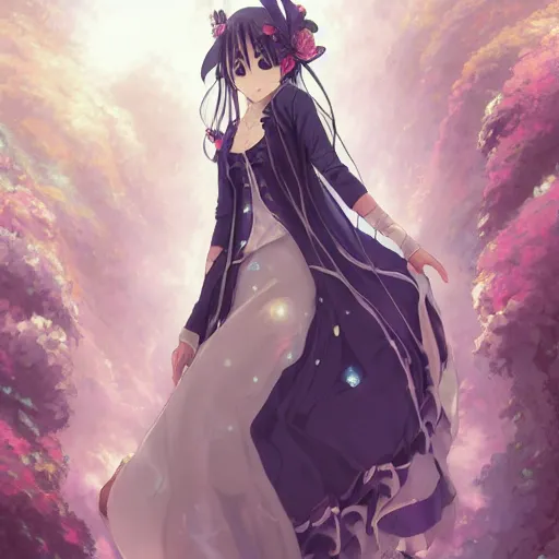 Prompt: anime woman fullbody art, wearing a long pearly dress, digital art, pretty, attractive, illustrious clothes, High Details, Cinematic, WLOP, Rossdraws, James Jean, Andrei Riabovitchev, Marc Simonetti, Yoshitaka Amano, Thomas Kinkade, Makoto Shinkai, ArtStation, CGSociety, trending on artstation