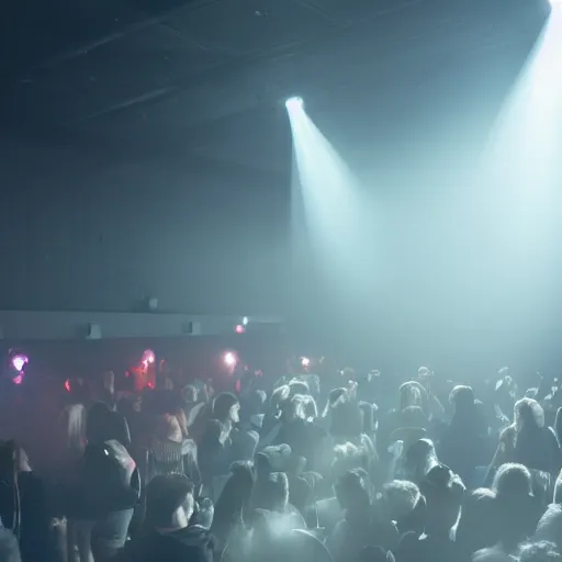 Image similar to a foggy dance club large speakers. volumetric lighting and thick fog. god rays. disco lighting. Amsterdam.