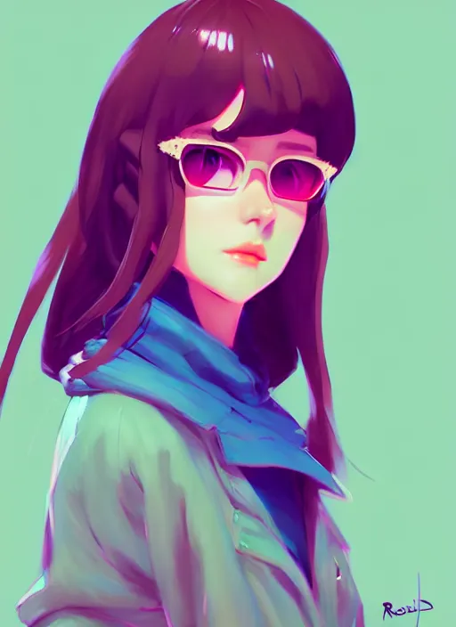 Image similar to female character inspired by 9 0's fashion and by madeline from celeste, art by rossdraws, wlop, ilya kuvshinov and makoto shinkai