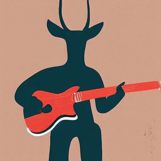 Image similar to deer playing guitar in the style of tatsuro kiuchi