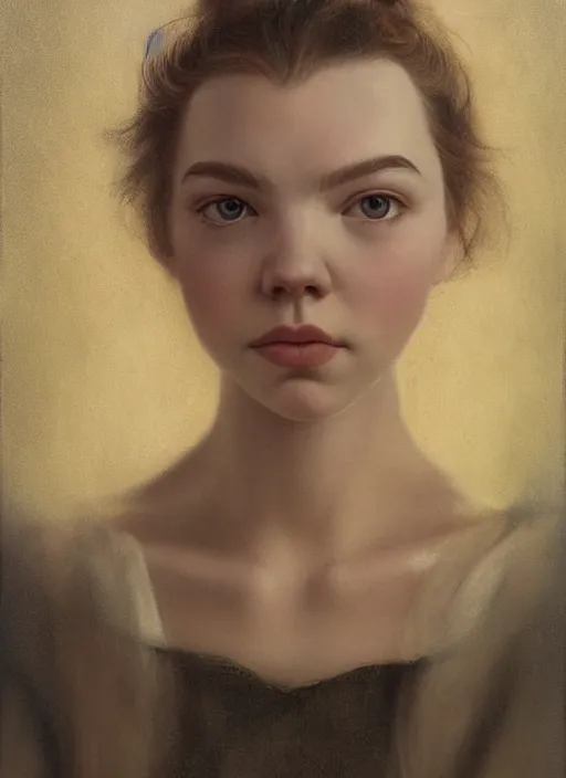 Image similar to realistic detail face portrait of Anya Taylor-Joy by Hans. Rudolf. Giger, Maxfield Parrish, Hans Heyerdahl, Realism painting