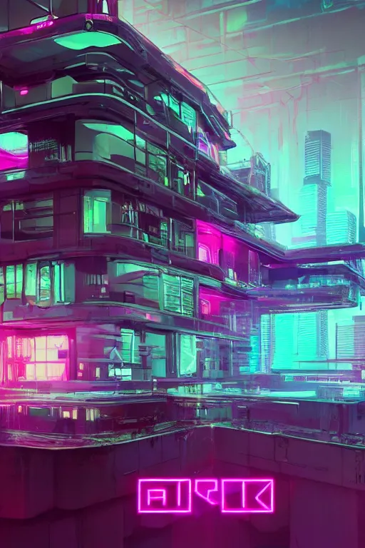 Prompt: cyberpunk synthwave penthouse, intricate, elegant, concept art, smooth, sharp, focus, pink neon lights, futuristic, cgsociety, in the style of artstation