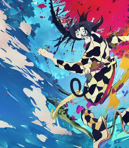 Prompt: Kimetsu no Yaiba by Alex Pardee, Petros Afshar, and James McDermott,unstirred paint, vivid color, cgsociety 4K