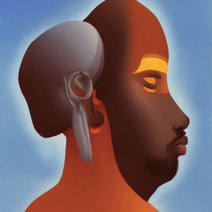 Image similar to UFO hovering over an African Jesus ,painting by Hsiao-Ron Cheng,