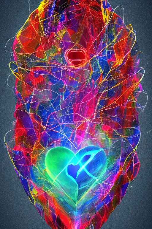 Image similar to abstract visual representation of human empathy, human, spiritual, energy, heart, bloom effect trending on artstation