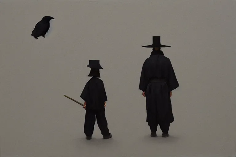 Image similar to samurai in raven - shaped hat artwork by tim eitel