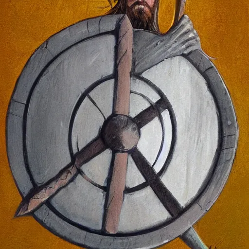 Image similar to viking holding a shield by richard kirk