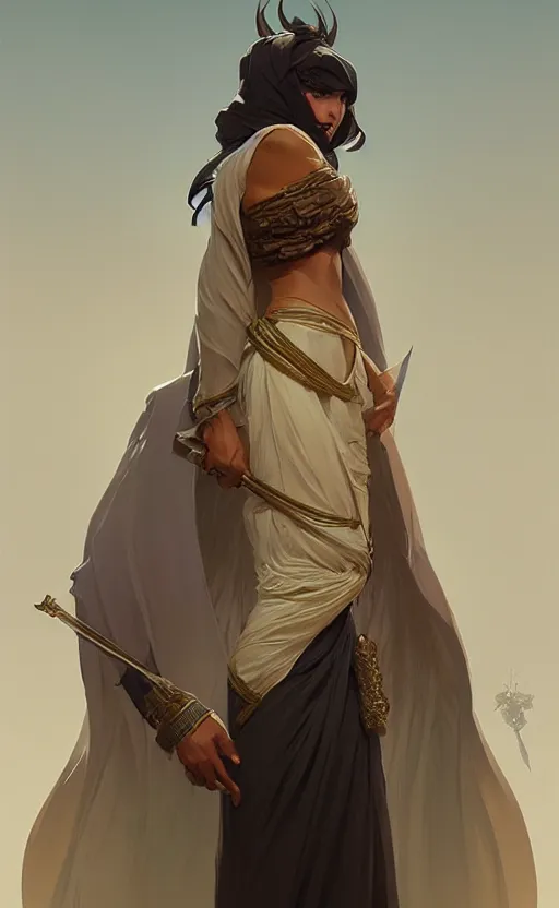 Image similar to a personification of the country saudi arabia, highly detailed, digital painting, artstation, concept art, sharp focus, illustration, art by greg rutkowski and alphonse mucha