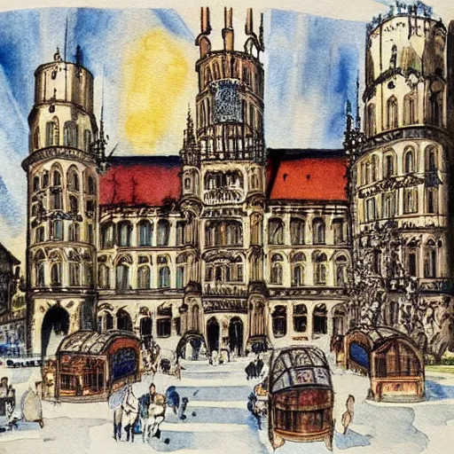 Image similar to munich royal beer hall. watercolor painting by hitler.