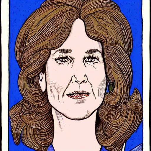 Prompt: a portrait illustration of Carol Brunette drawn by ROBERT CRUMB