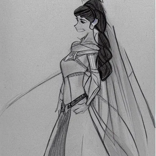 Image similar to milt kahl sketch of victoria justice as princess padme in star wars episode 3