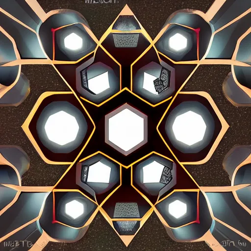 Image similar to hexagon between the sun and planet earth, trending on art station, art deco, retro futurism, realistic, perspective