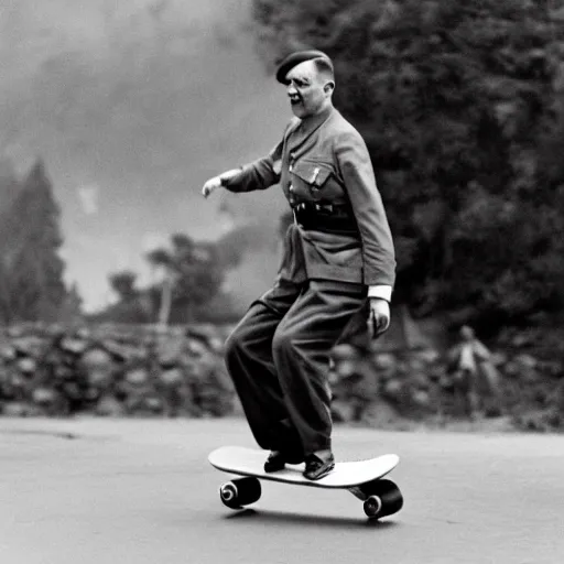 Image similar to hitler riding skateboard