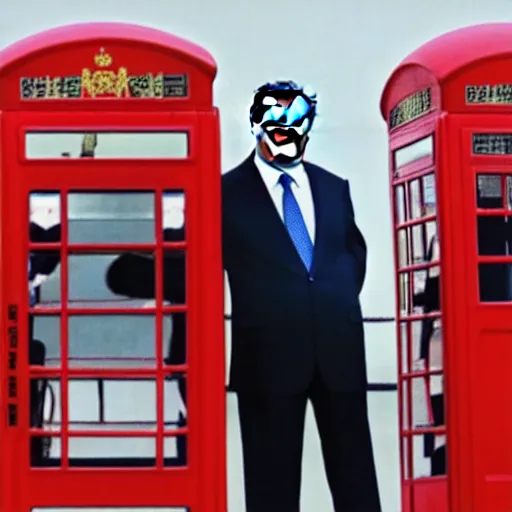 Image similar to xi jinping using phone booth