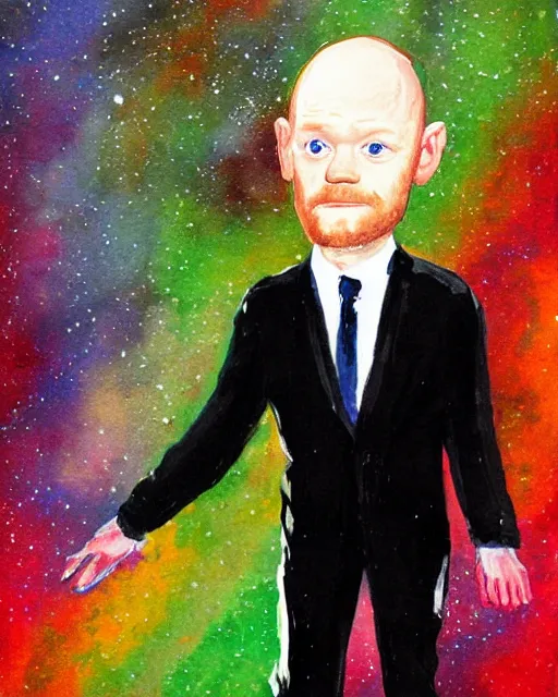 Prompt: cute galactic max branning with a giant head, painted in bright water colors