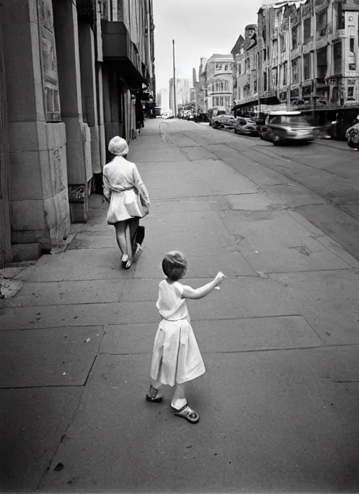 Image similar to street photography by vivian maier. professional photography.