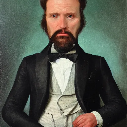 Prompt: portrait of an anthropomorphic reptilian wearing a black tuxedo, oil on canvas, full shot, by greg rutkowsky and ivan shishkin