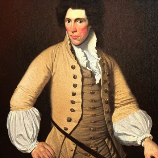 Image similar to An 18th century oil painting of Jerma985 in the mid-late 1700s, Jerma985, grainy, realistic, very realistic, hyperrealistic, highly detailed, very detailed, extremely detailed, very neat, very epic, very cool, detailed, trending on artstation