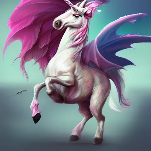 Image similar to unicorn dragon hybrid, hd, artstation, digital art, 4k, 8k