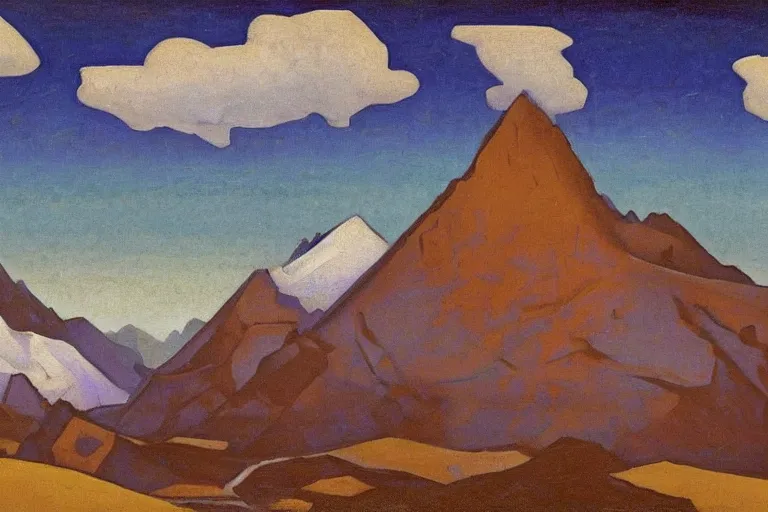 Image similar to artwork by nicholas roerich