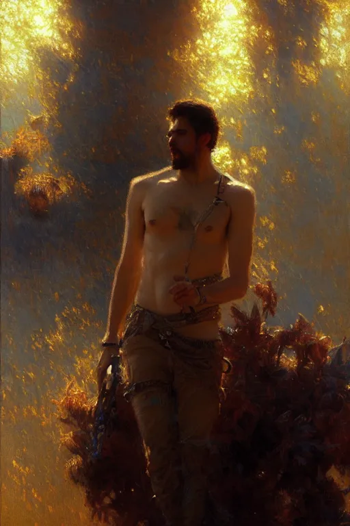 Image similar to attractive man, disco elysium, painting by gaston bussiere, craig mullins