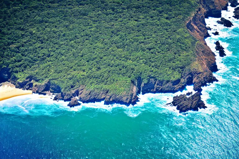 Prompt: imax aerial view of coast