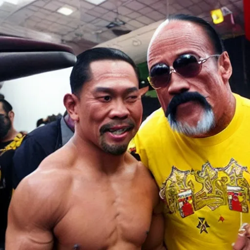 Prompt: King of Thailand fights Hulk Hogan in WWE