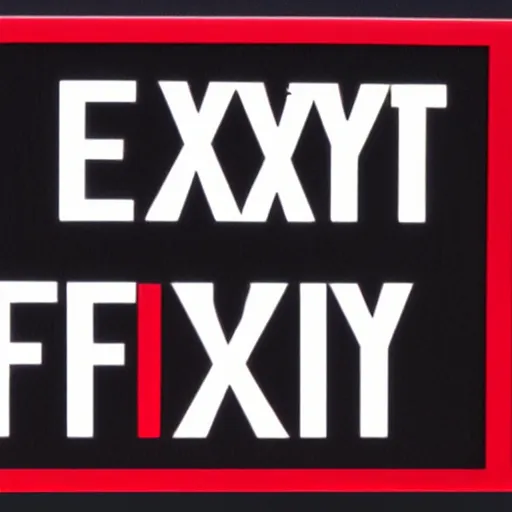 Image similar to fire exit sign with the word exit, office buildingl