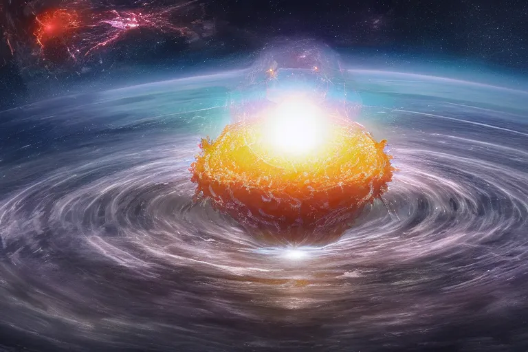 Image similar to google satellite view of a god giving birth to a new universe and then dissolving itself into it, in the style of wlop, illustration, epic, fantasy, hyper detailed, smooth, unreal engine, sharp focus, ray tracing