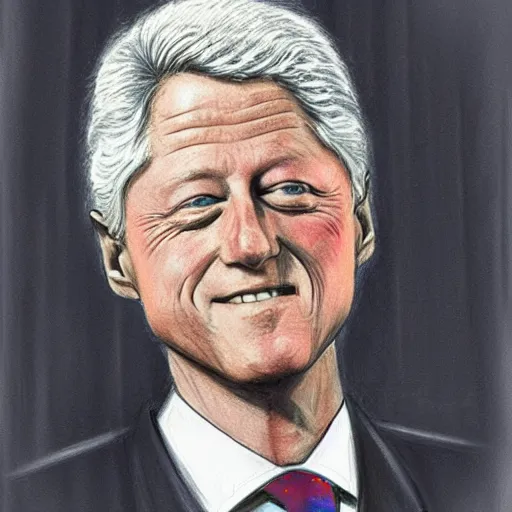Prompt: pencil sketch Bill Clinton wearing a dress