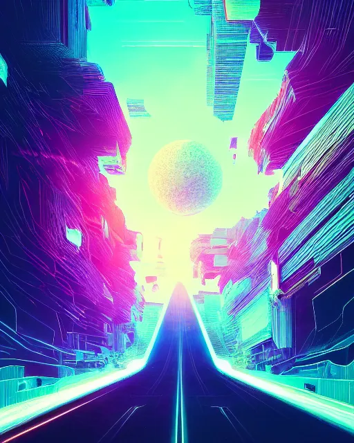 Image similar to Digital world, simulation theory, glitching, scifi, global illumination, unique landscape, fine details, perfect, 8k high detail, masterpiece, trending on ArtStation, by Alena Aenami, Petros Afshar, Liam Wong