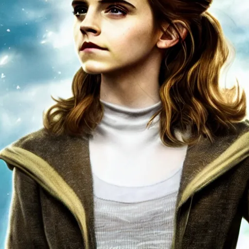 Prompt: emma watson cosplaying hermione granger at hogwarts, dramatic lighting, photorealistic, cinematic scene, super detailed, hyper realistic