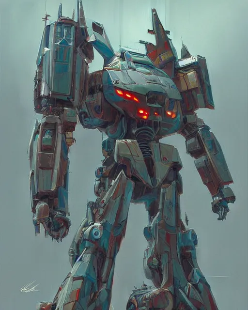 Image similar to an urban combat mecha in the style of jean giraud / ralph mcquarrie / syd mead / john berkey trending on artstation deviantart pinterest detailed realistic high resolution hd 8 k character portraits concept art