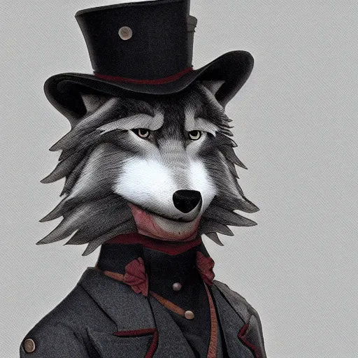 Image similar to An Anthropomorphic Wolf dressed in male victorian era clothing, artstation, award winning masterpiece, ultra detailed, furry art