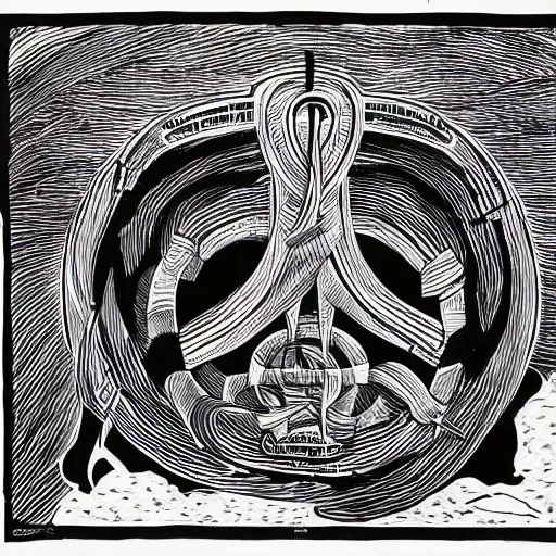 Image similar to an illustration of the rod of asclepius by stanley donwood