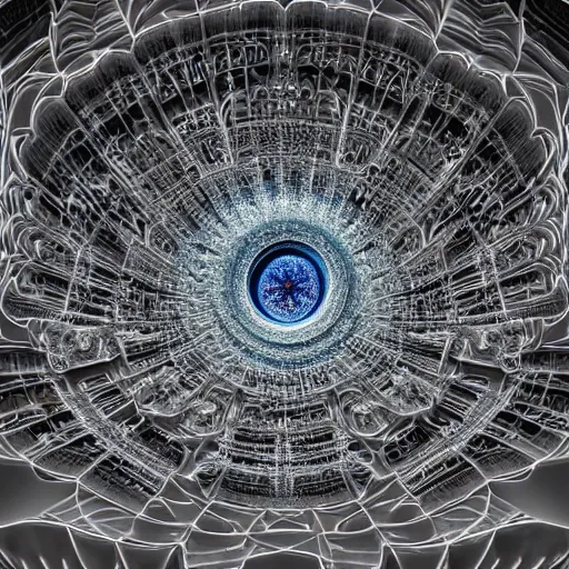 Prompt: 3 d painting of a massive fractal cathedral inside a torus populated by mandelbrot fractals, unreal engine, carved ivory, octane render, white, volumetric lighting, hyperrealistic, sharp, glowing, carved marble, photograph, opalescent, carved soap, neon, sacred geometry, religious, angelic, catholicpunk, photorealism, 8 k, ultra detailed