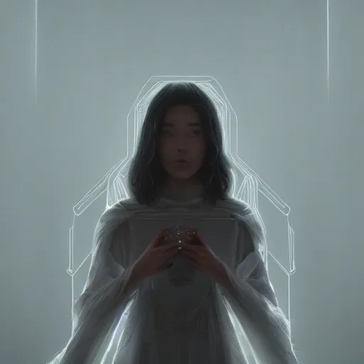 Image similar to a beautiful ghost woman with black eyes. intricate artwork by Tooth Wu and wlop and beeple and dan mumford. octane render, trending on artstation, greg rutkowski very coherent symmetrical artwork. cinematic, hyper realism, high detail, octane render, 8k, depth of field, bokeh