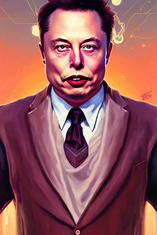 Image similar to elon musk as rick sanzhez from rick and morty, realistic portrait, symmetrical, highly detailed, digital painting, artstation, concept art, smooth, sharp focus, illustration, cinematic lighting, art by artgerm and greg rutkowski and alphonse mucha