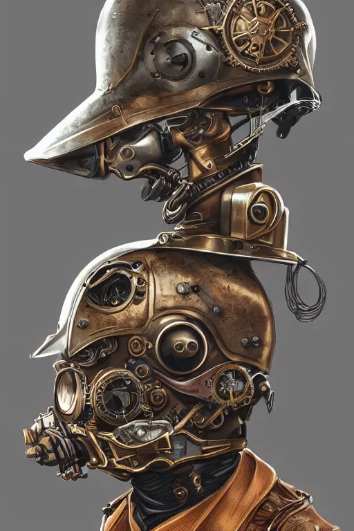 Image similar to steampunk helmet fantasy art mask robot ninja stylized digital illustration sharp focus, elegant intricate digital painting artstation concept art global illumination ray tracing advanced technology chaykin howard and campionpascale and cooke darwyn and davis jack