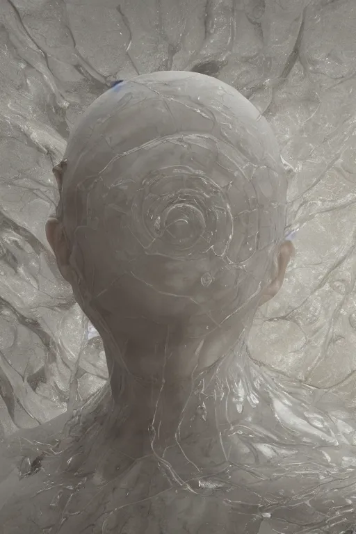 Prompt: a delicate renaissance marble sculpture covered with water veil, highly detailed transparent marble cloth, gi, global illumination, physically based rendering, photorealistic, top light, dark background painted by Wayne Barlowe, Greg Rutkowski, zdislav beksinski, Francis Bacon, Trending on artstation, artstationHD, artstationHQ, 4k, 8k