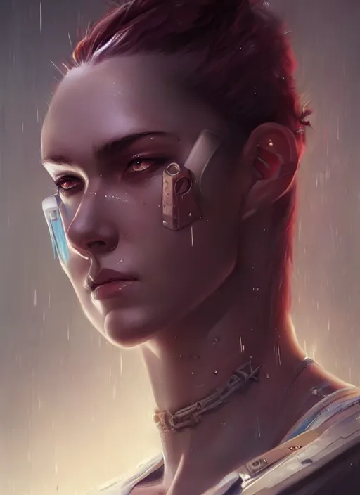 Image similar to « a portrait of a muscular cyberpunk warrior, a digital painting by charlie bowater, featured on cgsociety, fantasy art, behance hd, wiccan, artstation hd »